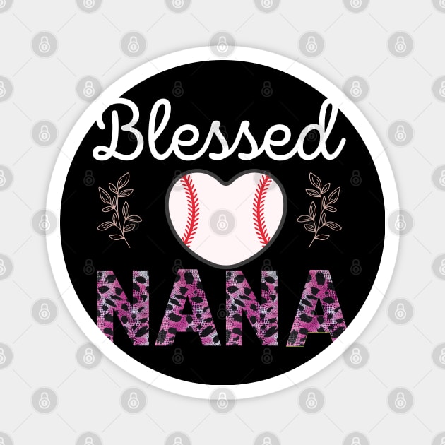 Baseball nana shirts for women Leopard print Magnet by madani04